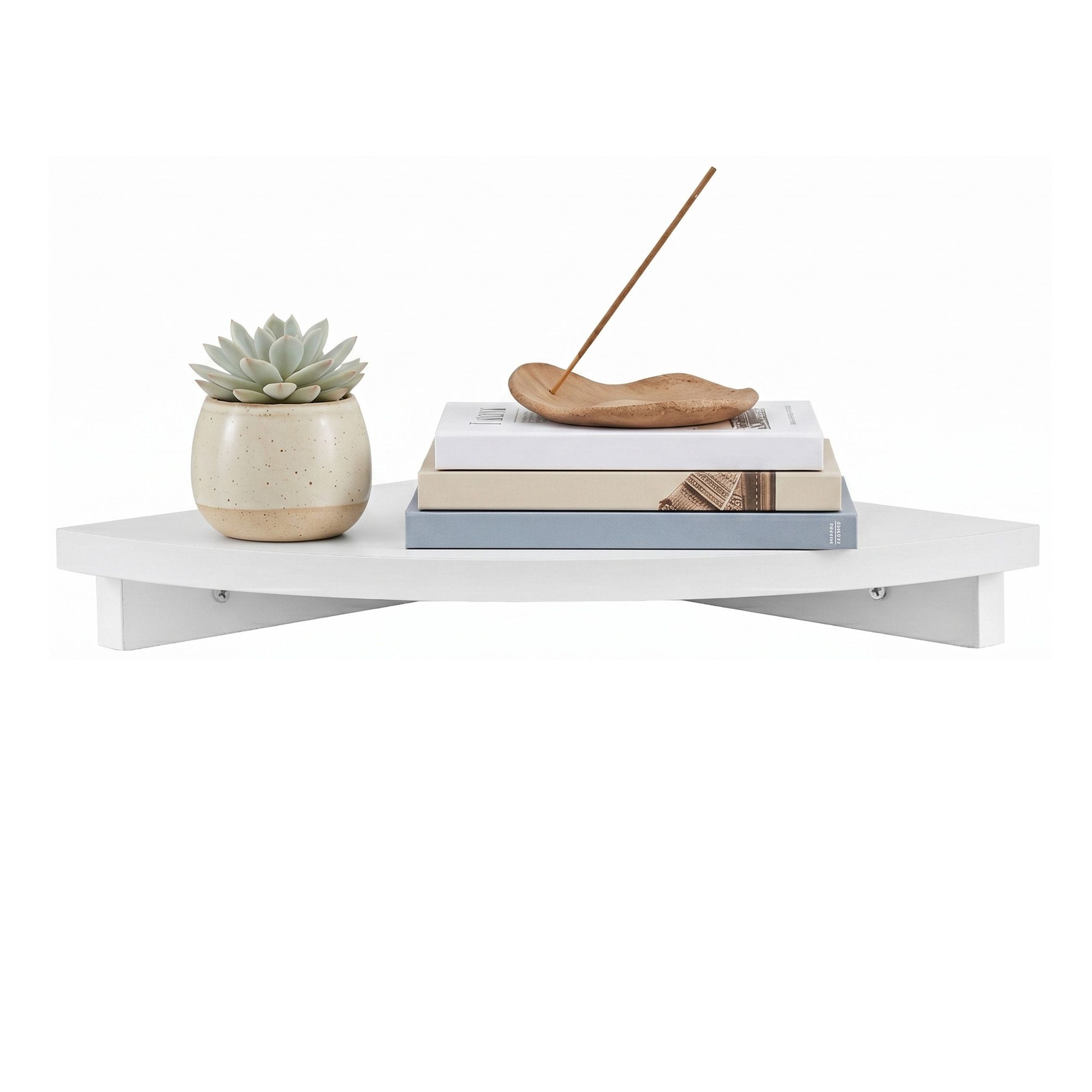 Artiss Corner Floating Wall Shelf Wall Mounted Display Rack Round Edge White 1pc - Image 2