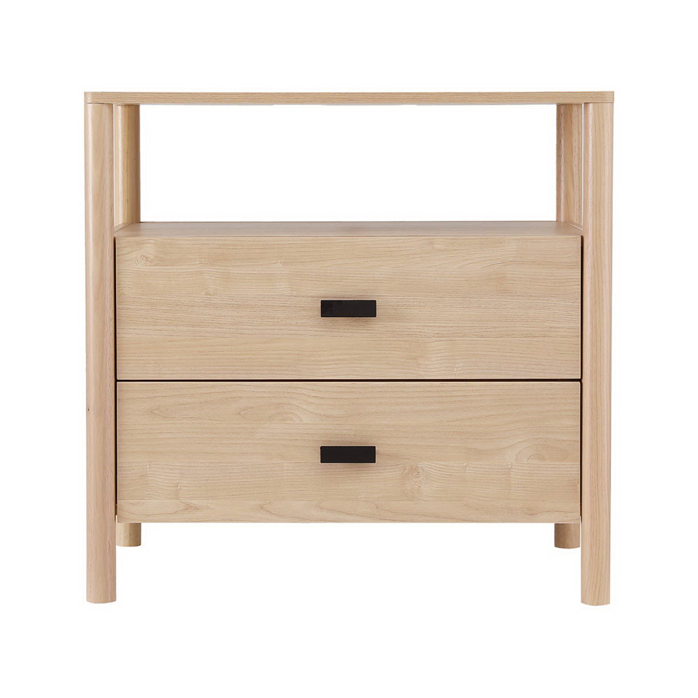 Artiss Bedside Table Nightstand 2 Drawers - Pine - Image 5
