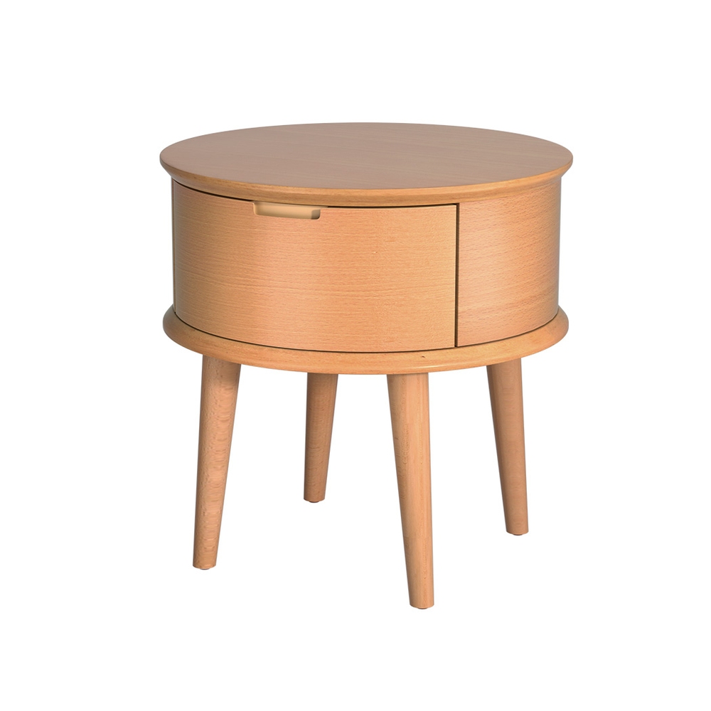 Artiss Bedside Table Drawers Curved Side End Table Storage Nightstand Oak ENZO - Image 7