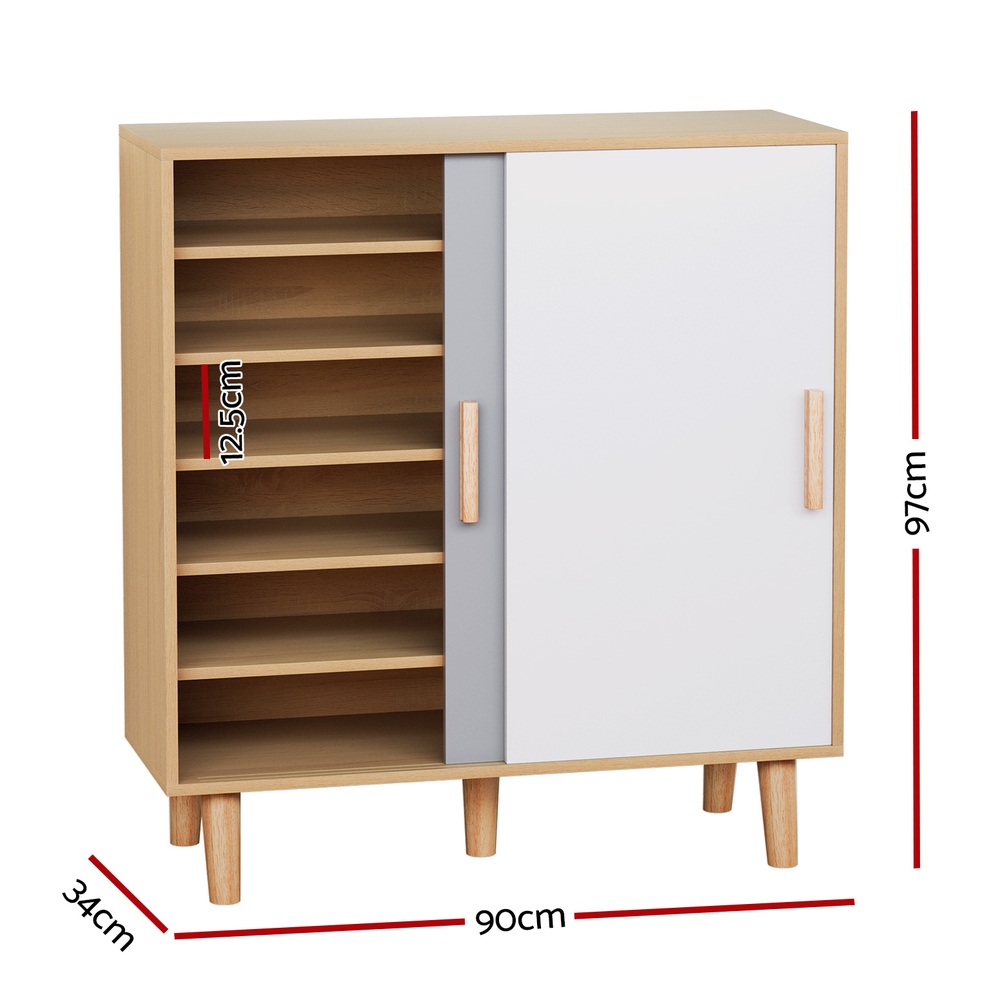 Artiss Shoe Cabinet 30 Pairs Sliding Doors - Image 4