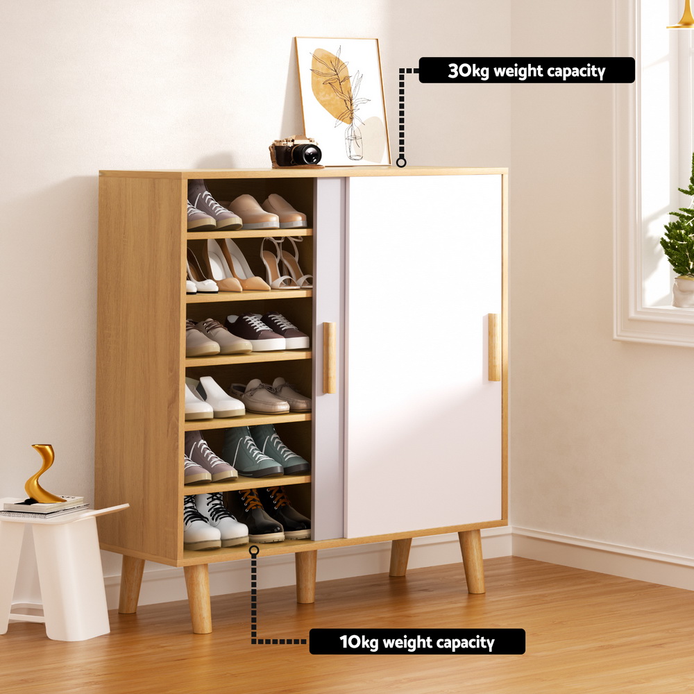 Artiss Shoe Cabinet 30 Pairs Sliding Doors - Image 8
