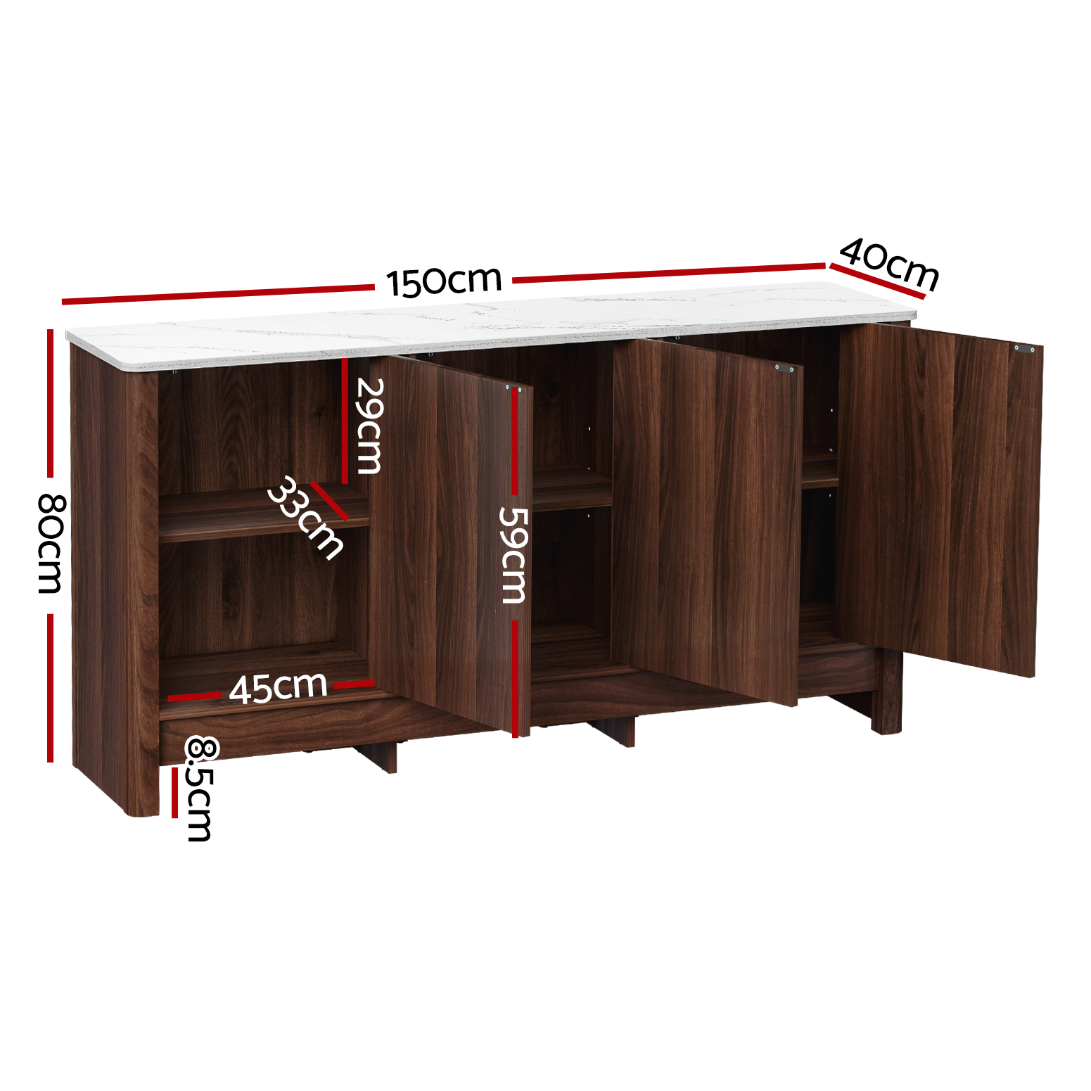 Artiss Buffet Sideboard Cabinet Marble Style Tabletop - Image 4