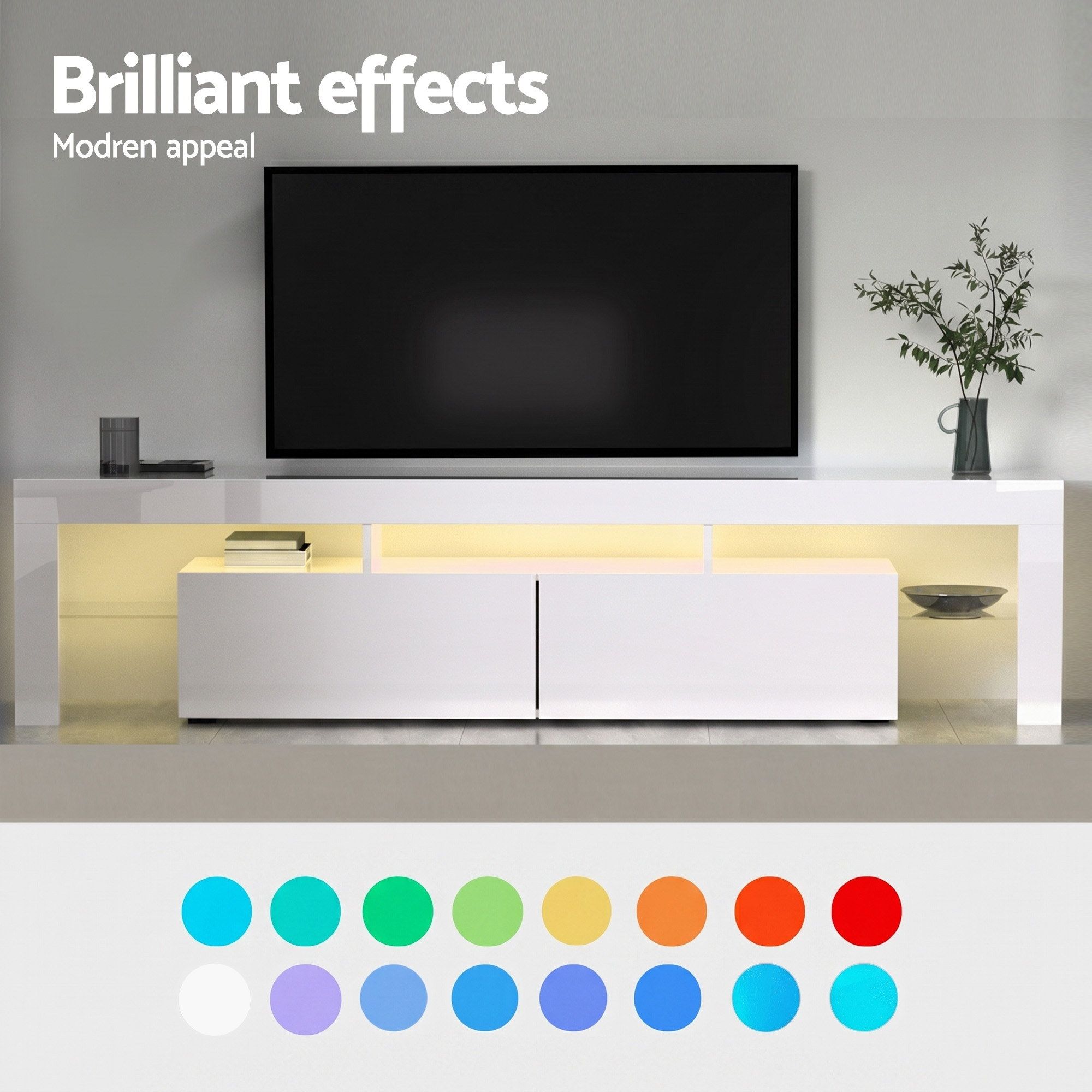 Artiss LED TV Unit & Coffee Table Set Storage Cabinet White - Image 5