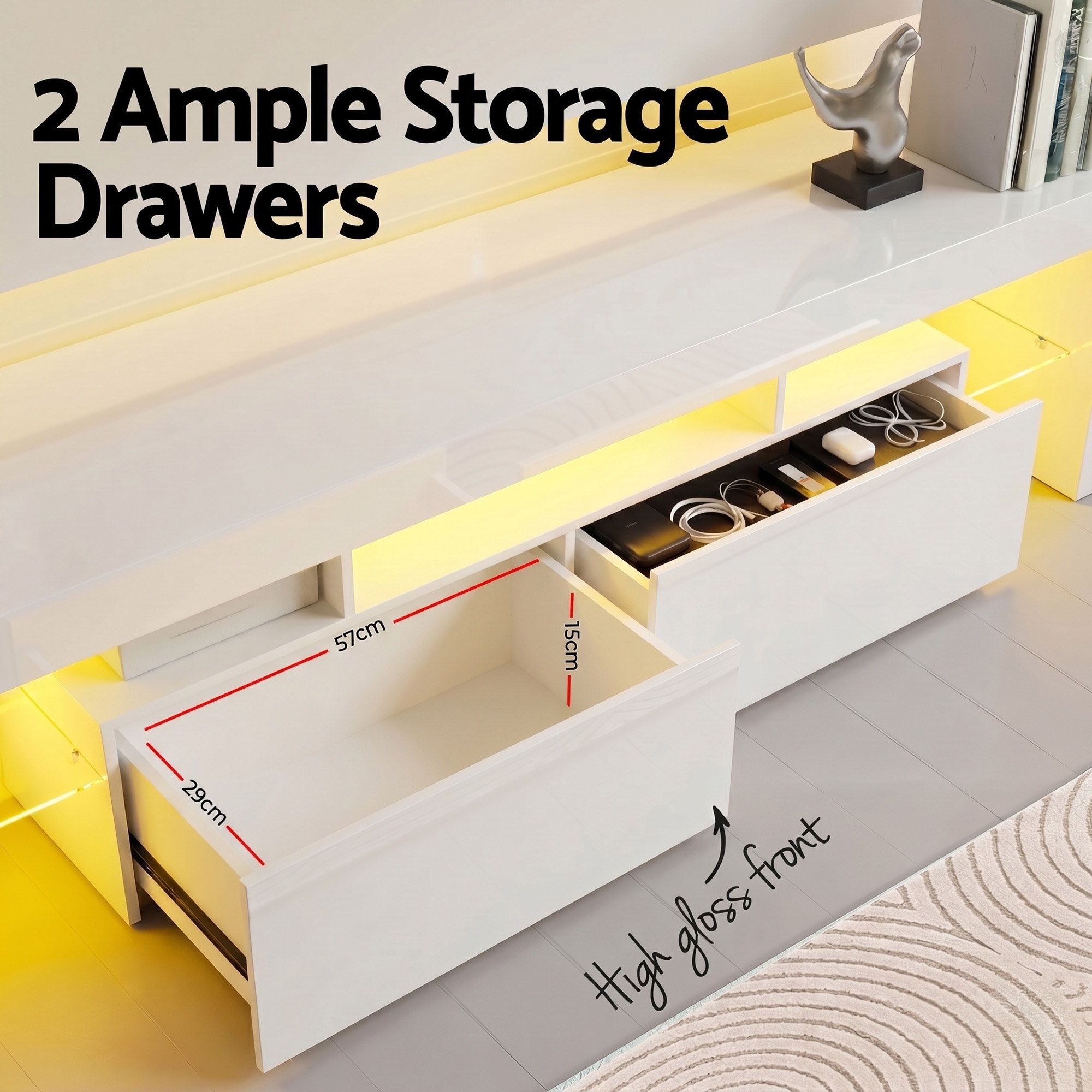 Artiss LED TV Unit & Coffee Table Set Storage Cabinet White - Image 7