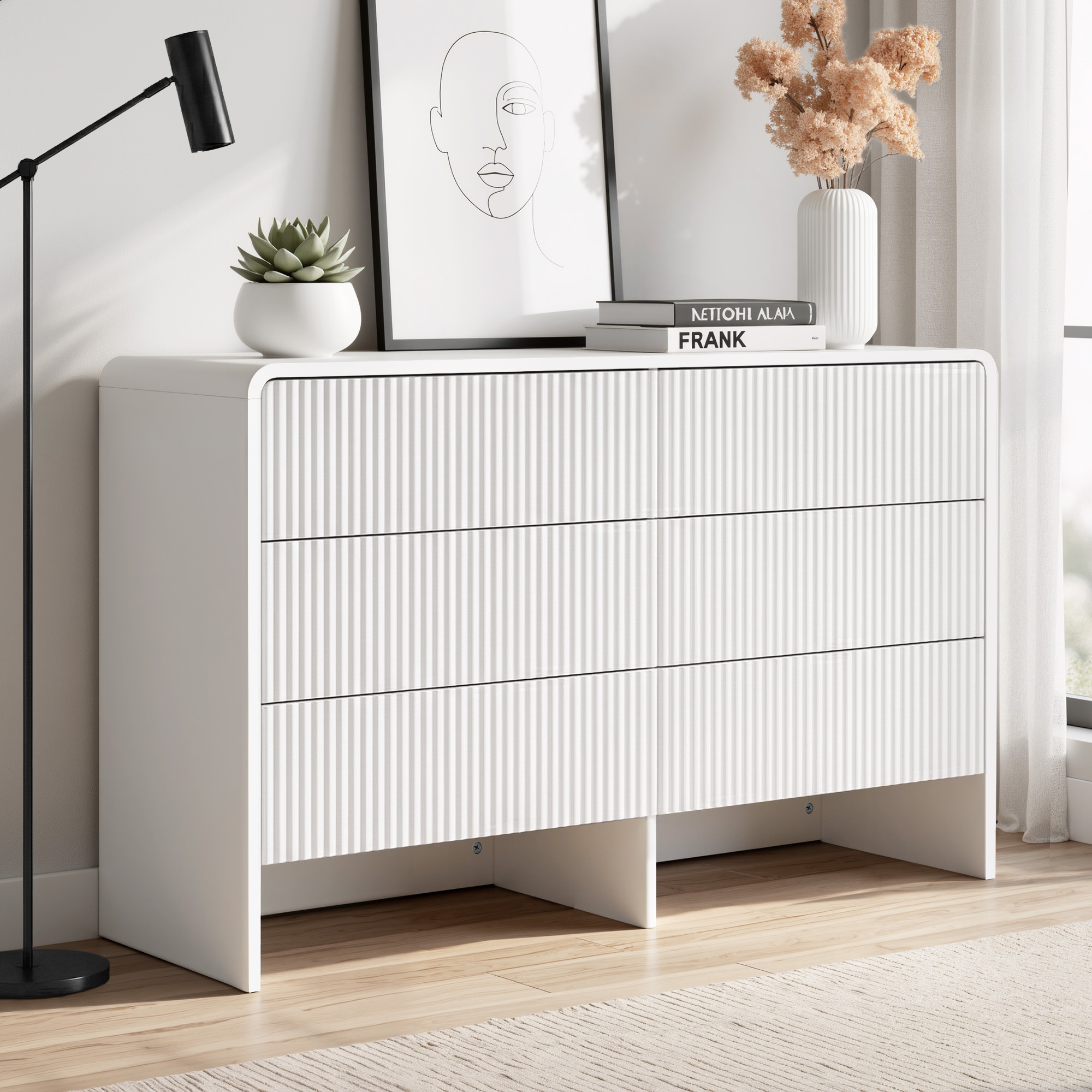 Artiss 6 Chest of Drawers Dresser Cabinet Beige - Image 1