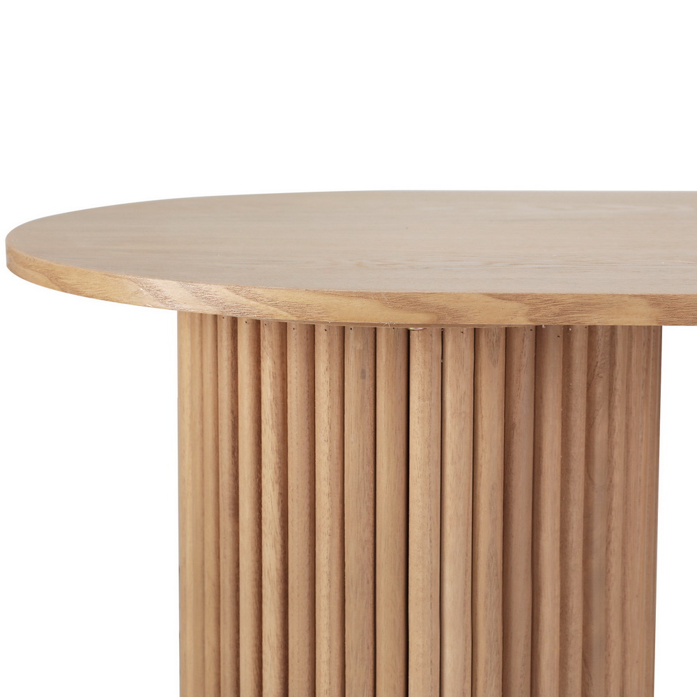 Artiss Coffee Table Oval 100CM Pine Samuel - Image 3