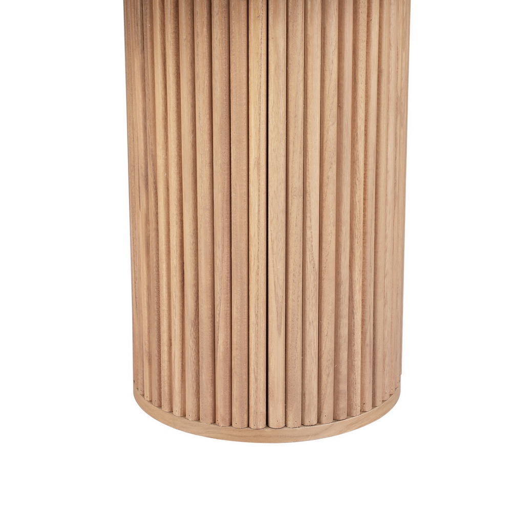 Artiss Coffee Table Oval 100CM Pine Samuel - Image 4