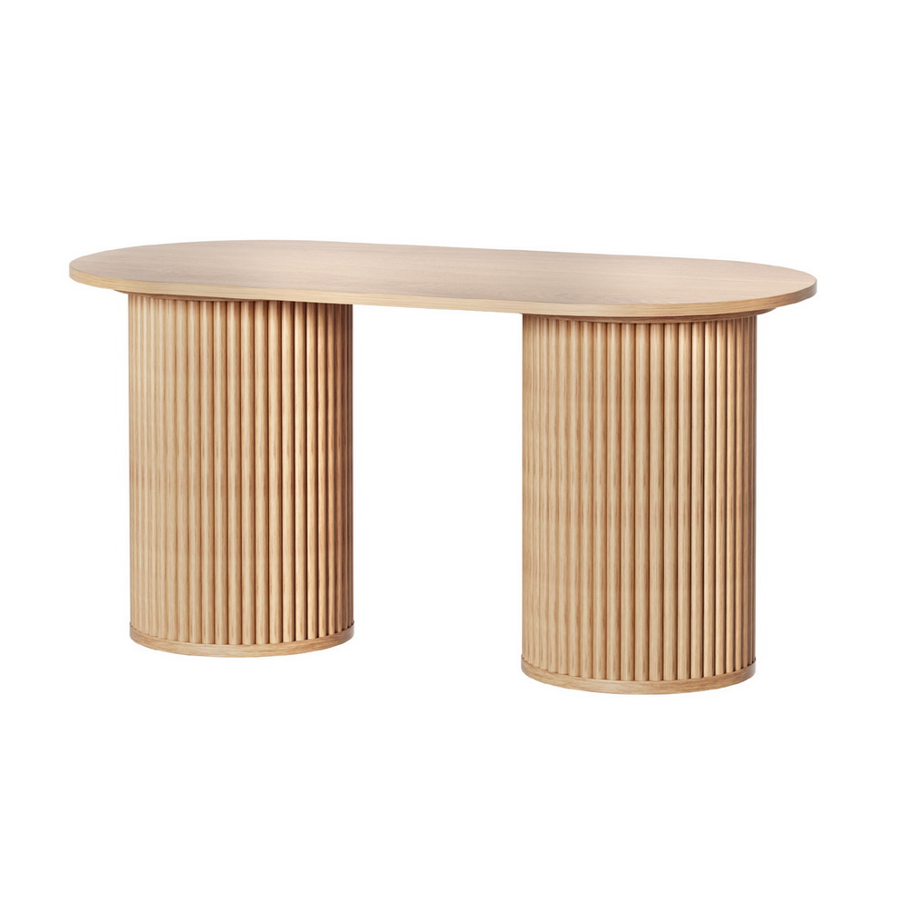 Artiss Coffee Table Oval 100CM Pine Samuel - Image 5
