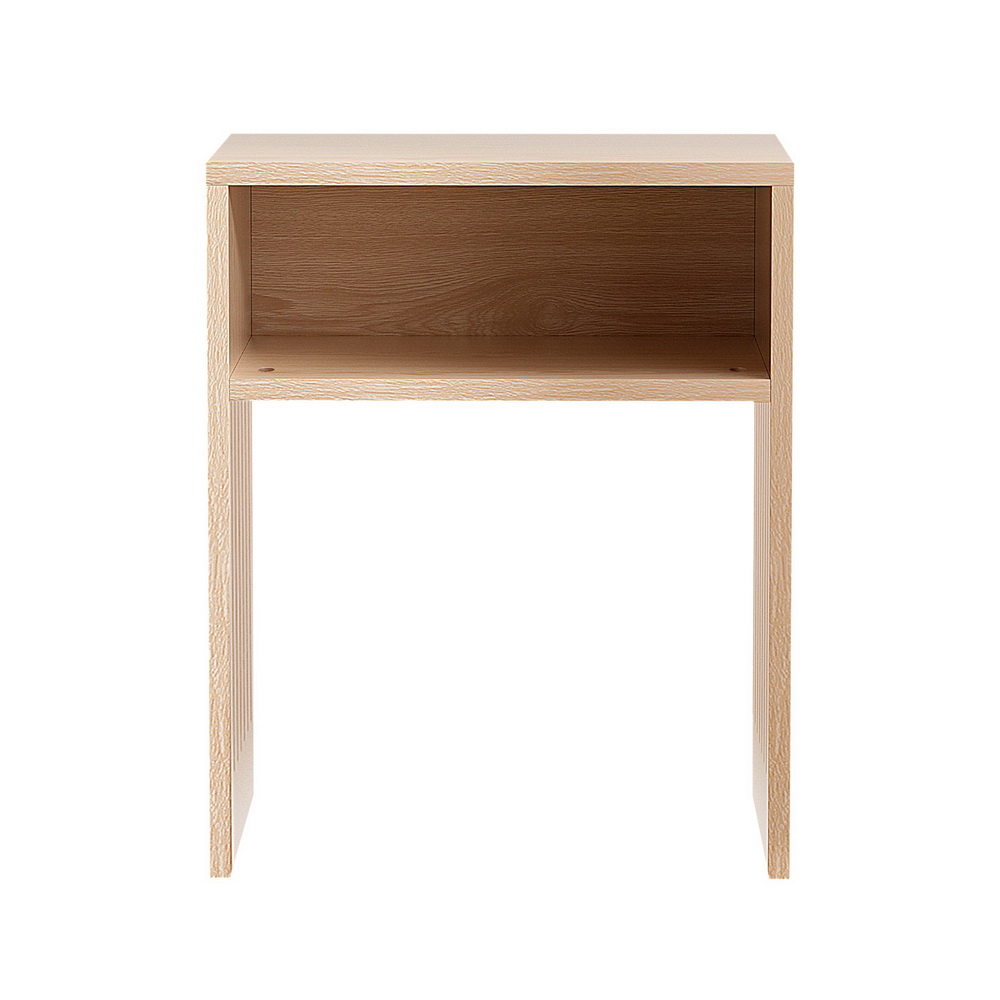 Artiss Coffee Table Storage Shelf Fluted Side Pine - Image 3