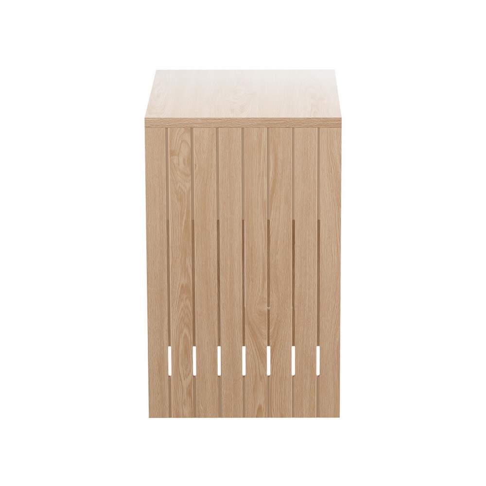 Artiss Coffee Table Storage Shelf Fluted Side Pine - Image 4