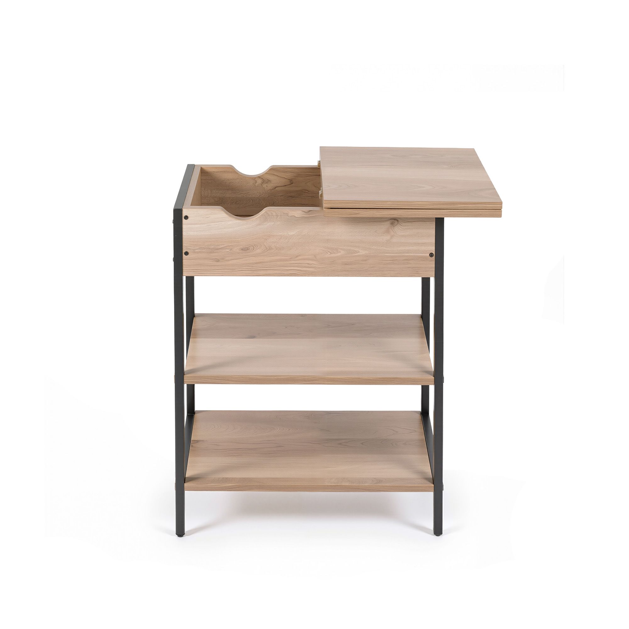 Artiss Coffee Table Side Bedside End Table Charging Station Flip-Top Storage 60cm Wood - Image 4