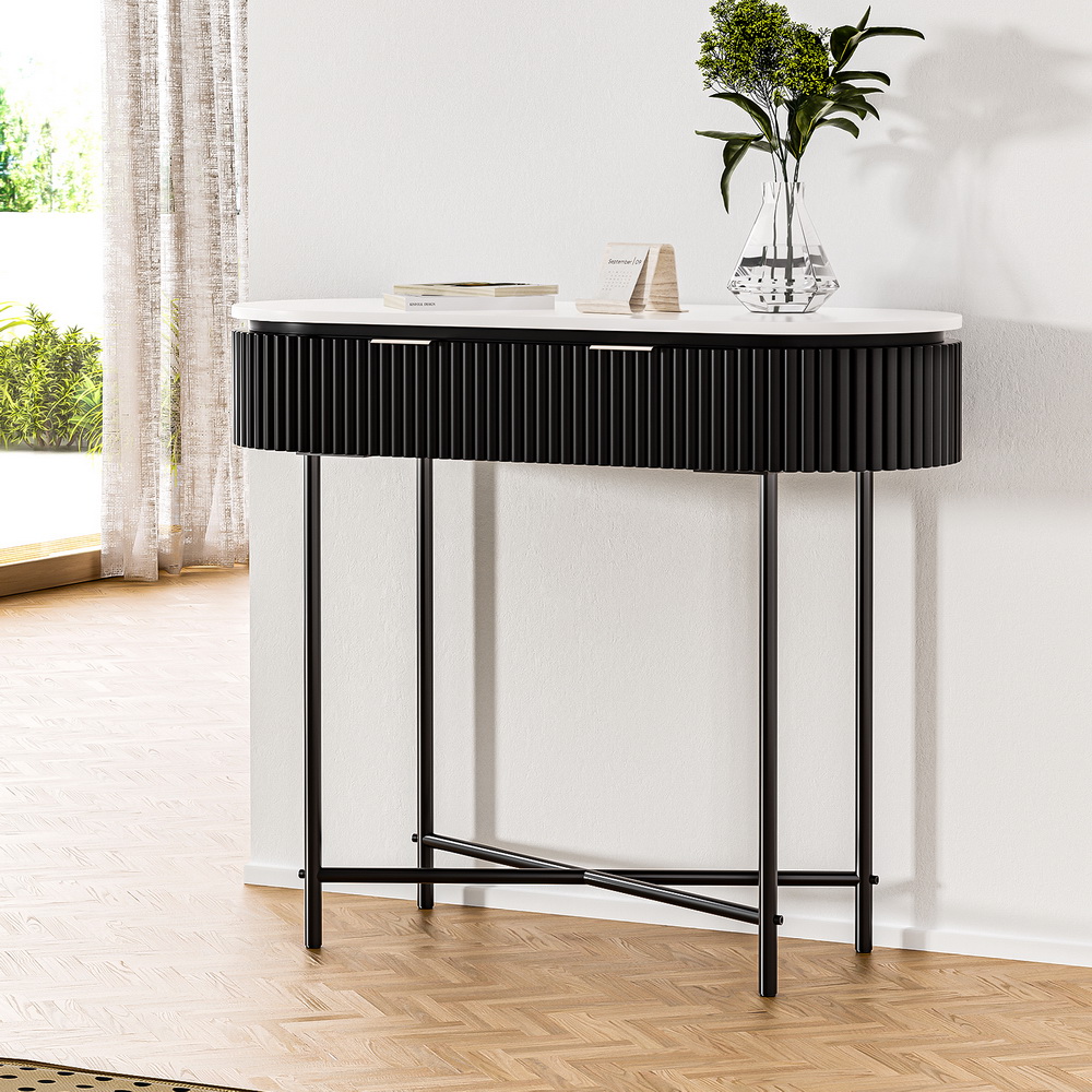 Artiss Console Table 2 Drawers 100CM - Image 1