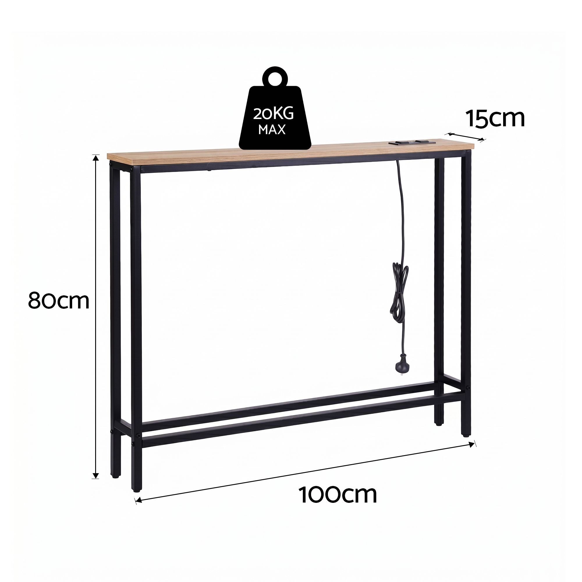 Artiss Console Table Entryway Hallway Display Desk Charging Station Wood - Image 3