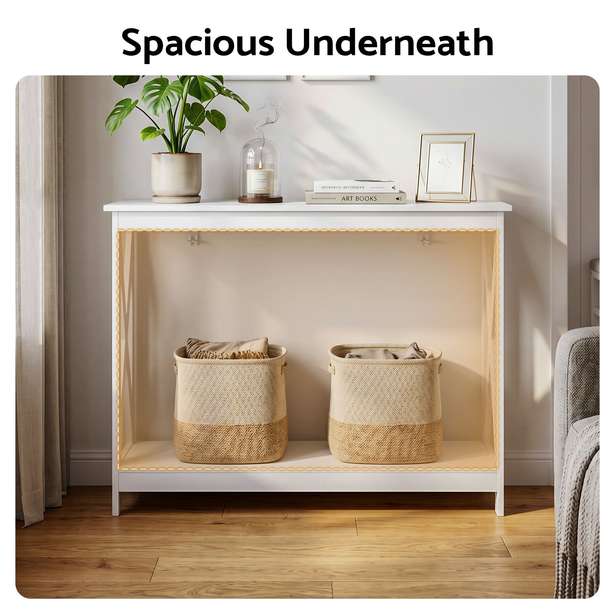 Artiss Console Table Entryway Hallway Display 2-Tier Narrow Sofa Table 100CM White - Image 5