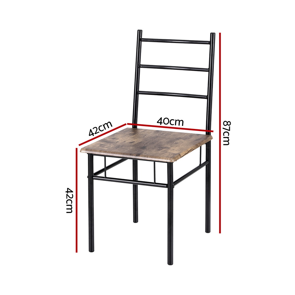 Artiss Dining Table and Chairs Set 5PCS Industrial Wooden Metal Desk Walnut - Image 2