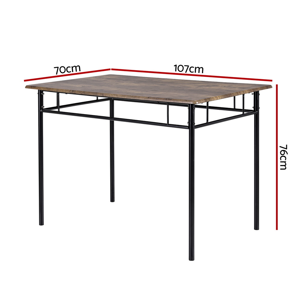 Artiss Dining Table and Chairs Set 5PCS Industrial Wooden Metal Desk Walnut - Image 3
