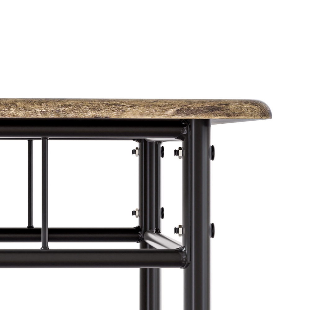 Artiss Dining Table and Chairs Set 5PCS Industrial Wooden Metal Desk Walnut - Image 4