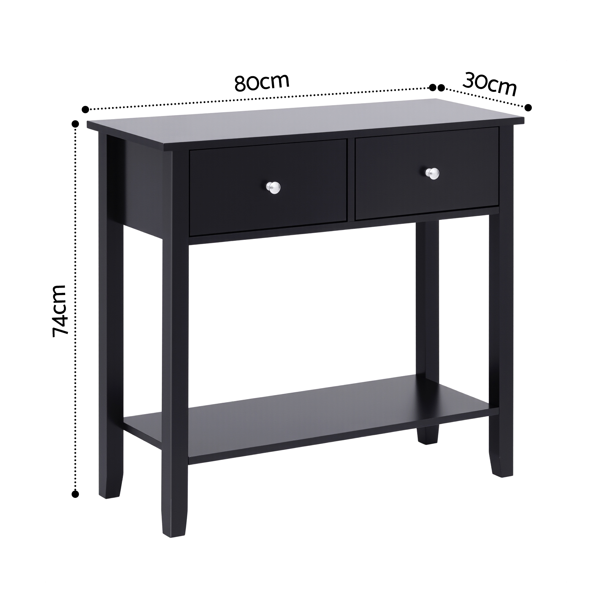 Artiss Console Table Hallway Sofa Entryway Entrance 2 Drawers 80CM Black - Image 3