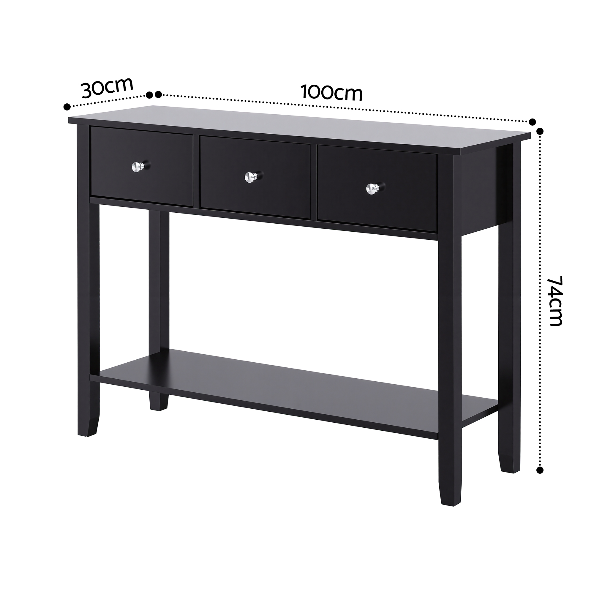 Artiss Console Table Hallway Sofa Entryway Entrance 3 Drawers 100CM Black - Image 3
