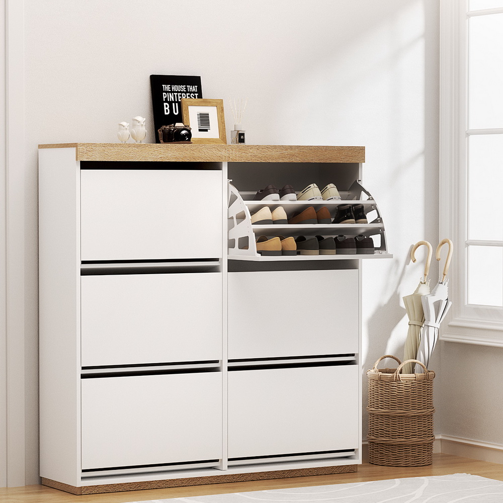 Artiss Shoe Rack Cabinet 3-Tier 45 Pairs White - Image 1