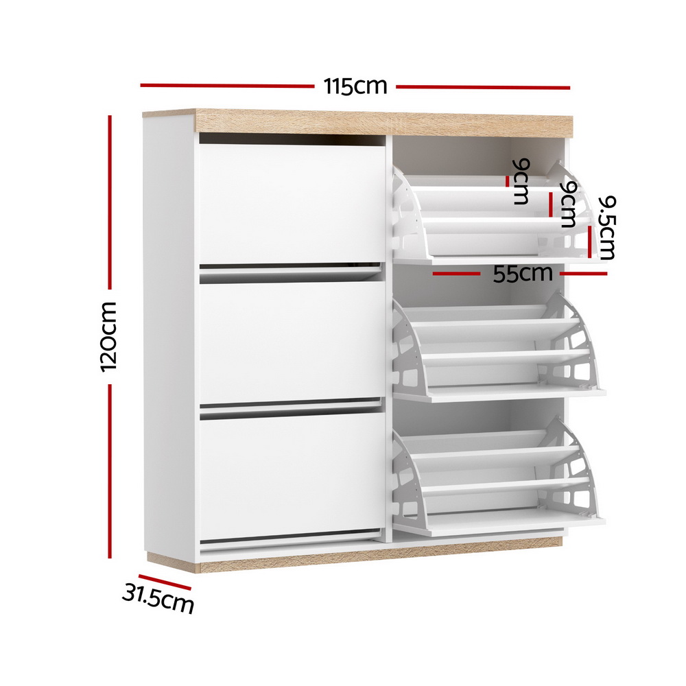 Artiss Shoe Rack Cabinet 3-Tier 45 Pairs White - Image 4