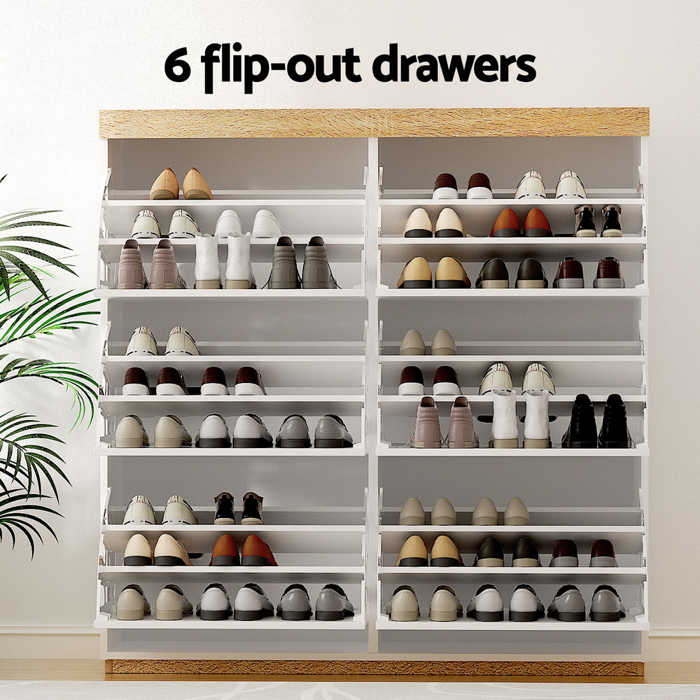 Artiss Shoe Rack Cabinet 3-Tier 45 Pairs White - Image 6