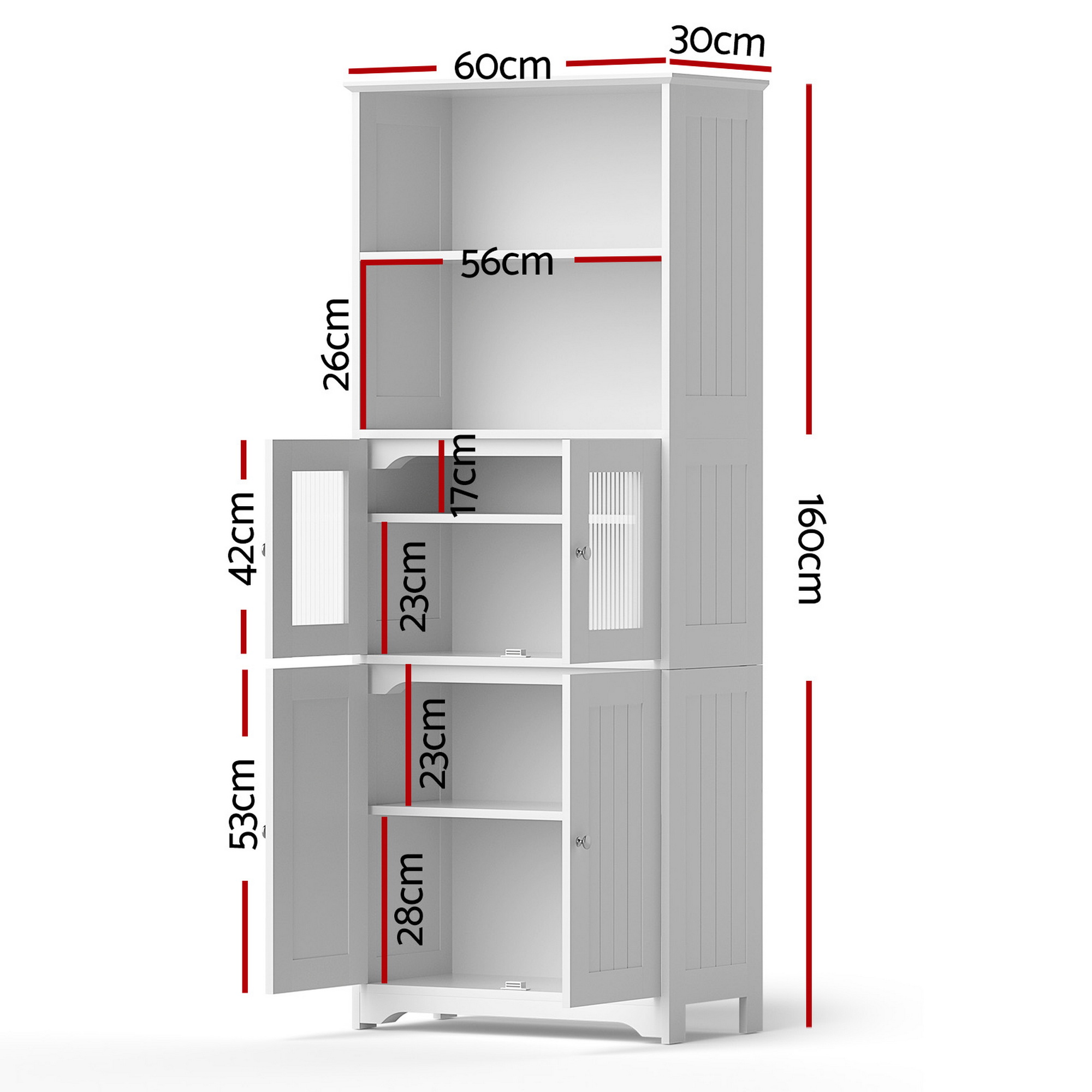 Artiss Buffet Sideboard Cabinet Pantry Kitchen Bathroom Storage Cupboard 160cm - Image 3