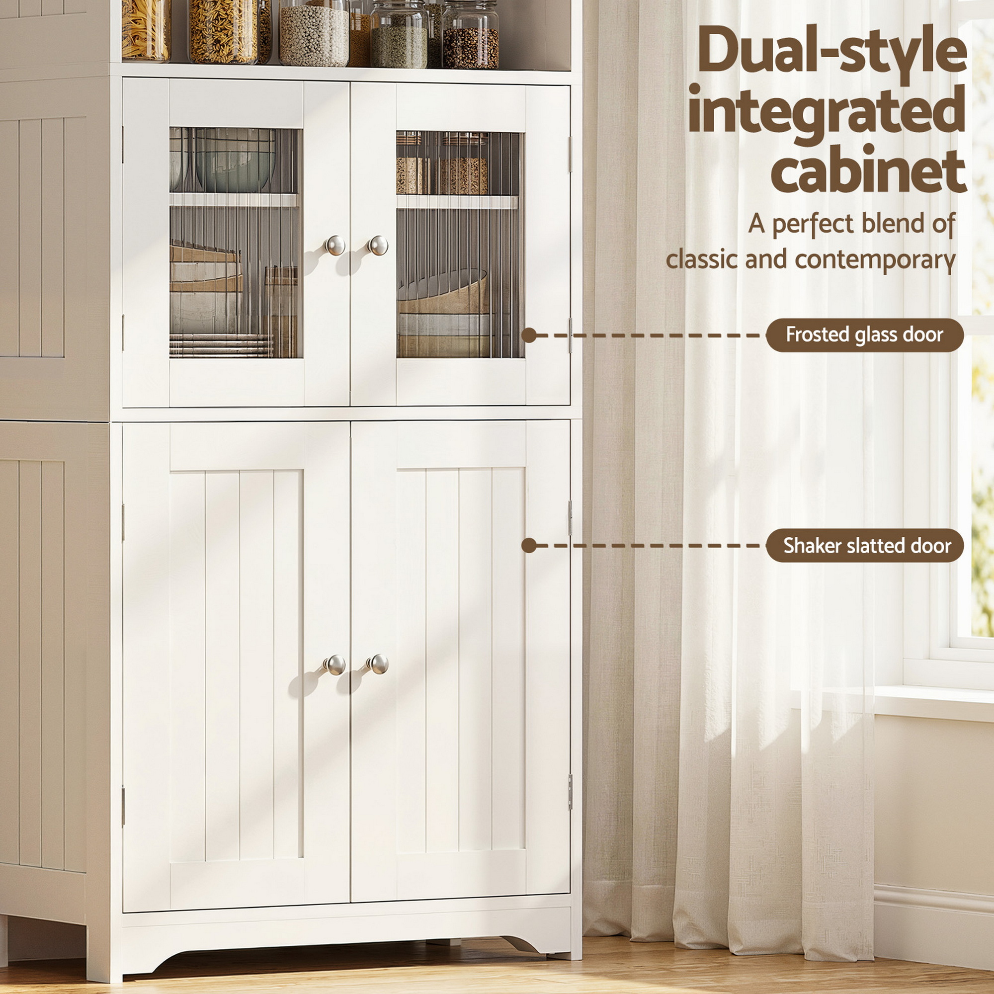 Artiss 2x Buffet Sideboard Cabinet Pantry Kitchen Bathroom Storage Cupboard - Image 6