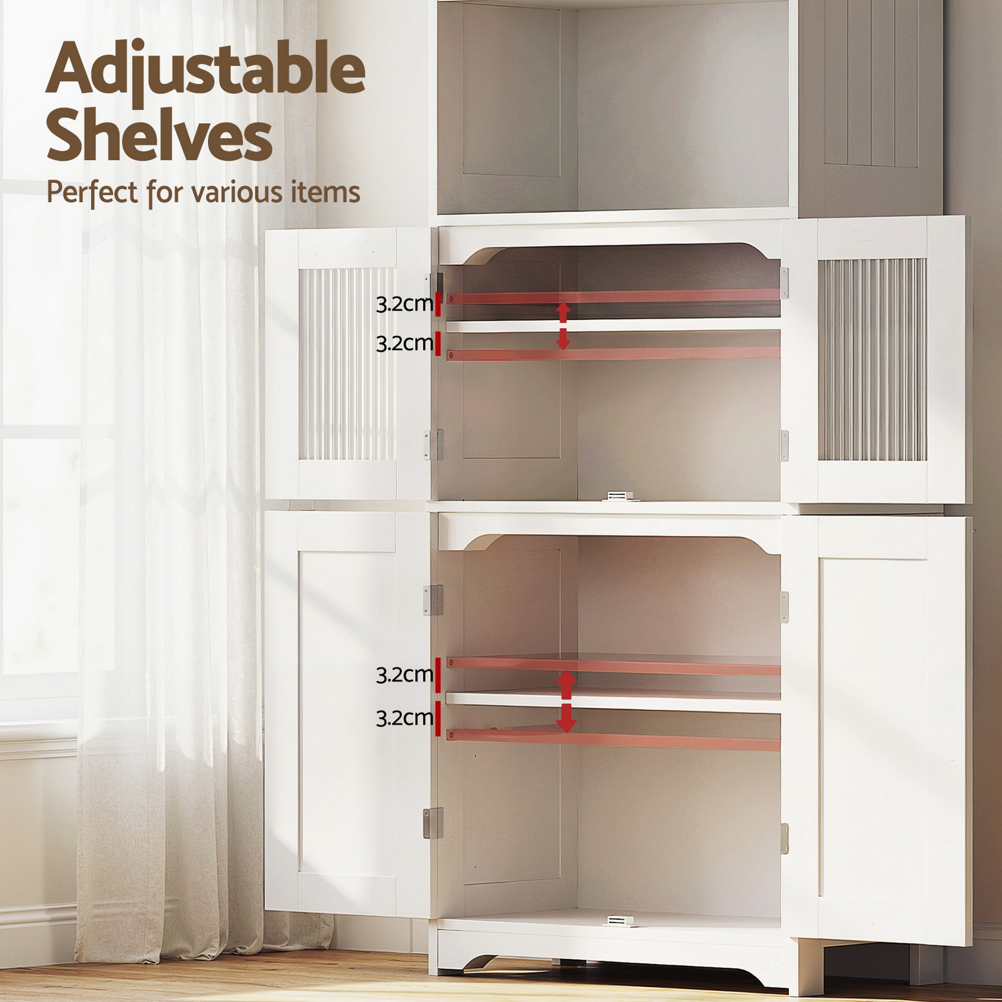 Artiss 2x Buffet Sideboard Cabinet Pantry Kitchen Bathroom Storage Cupboard - Image 7