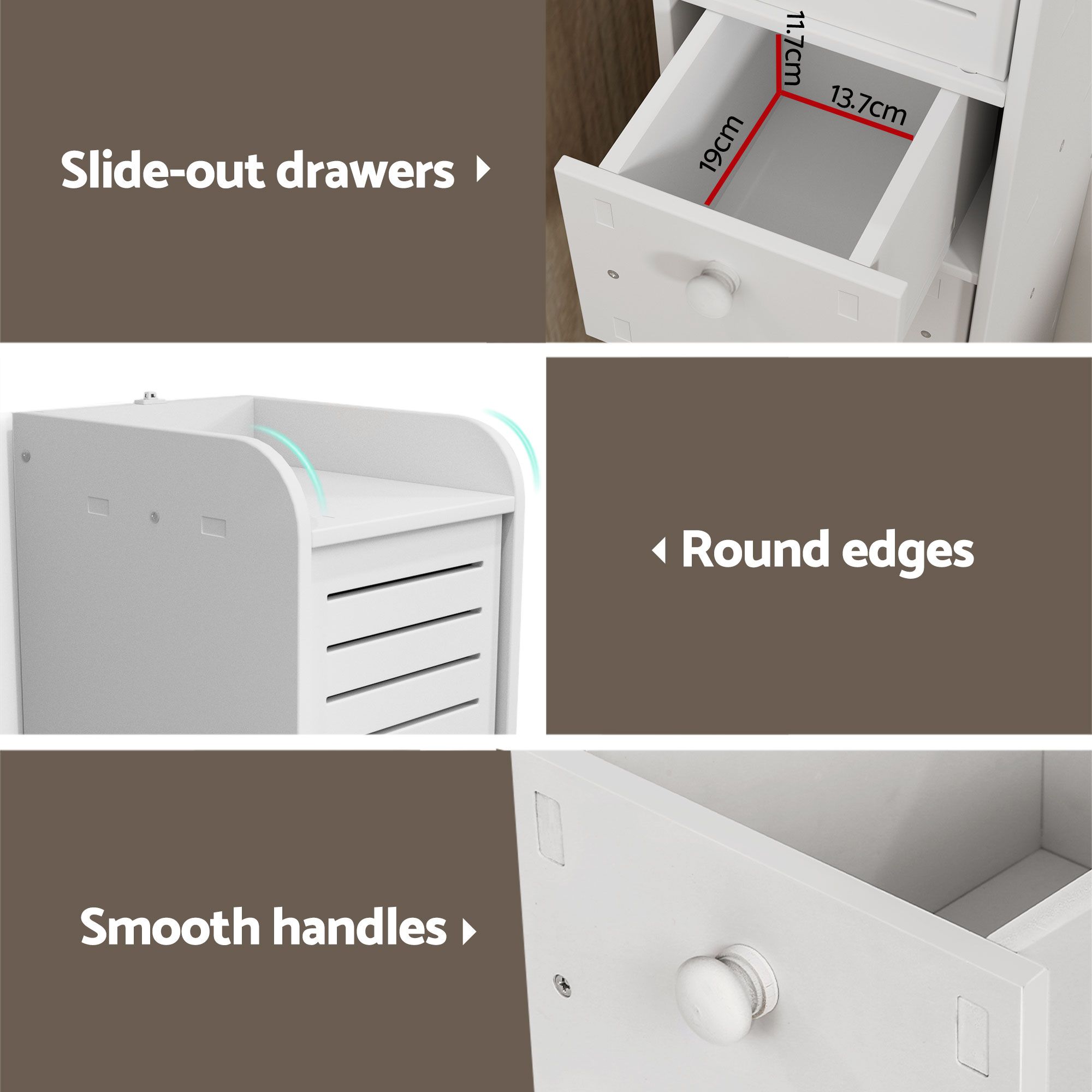 Artiss 2X Bathroom Toilet Storage Cabinet Laundry Tallboy Cupboard - Image 7