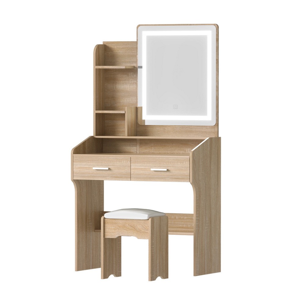 Artiss Dressing Table Set Stool Led Wood - Image 1