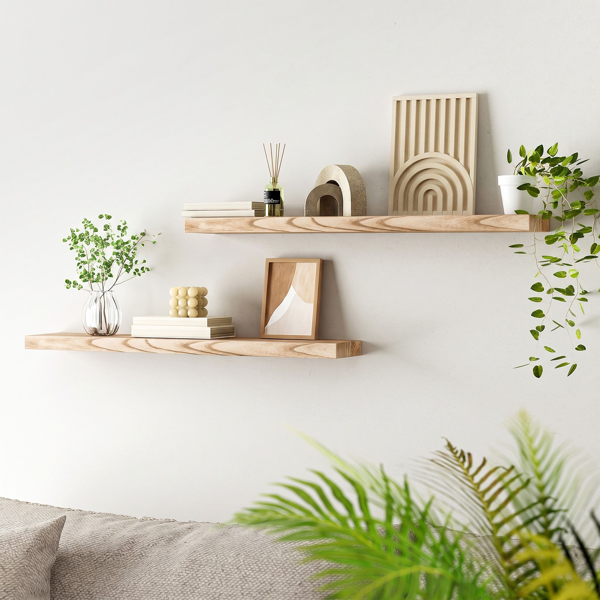 Artiss Floating Wall Shelf Set of 2 Wood 90CM - Image 1