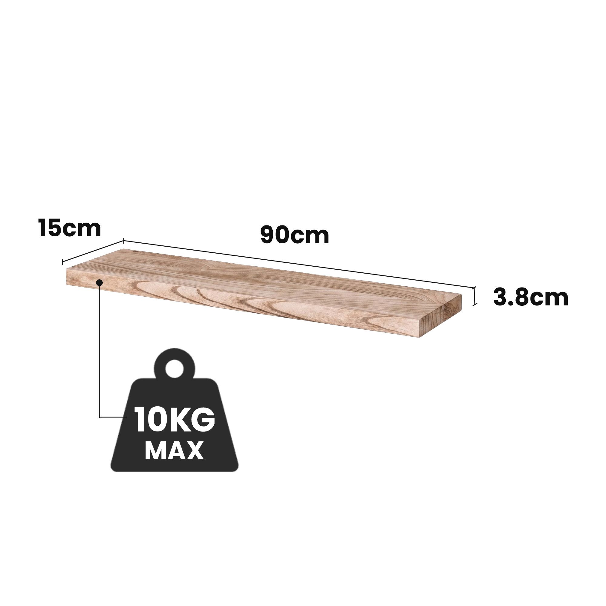 Artiss Floating Wall Shelf Set of 2 Wood 90CM - Image 2