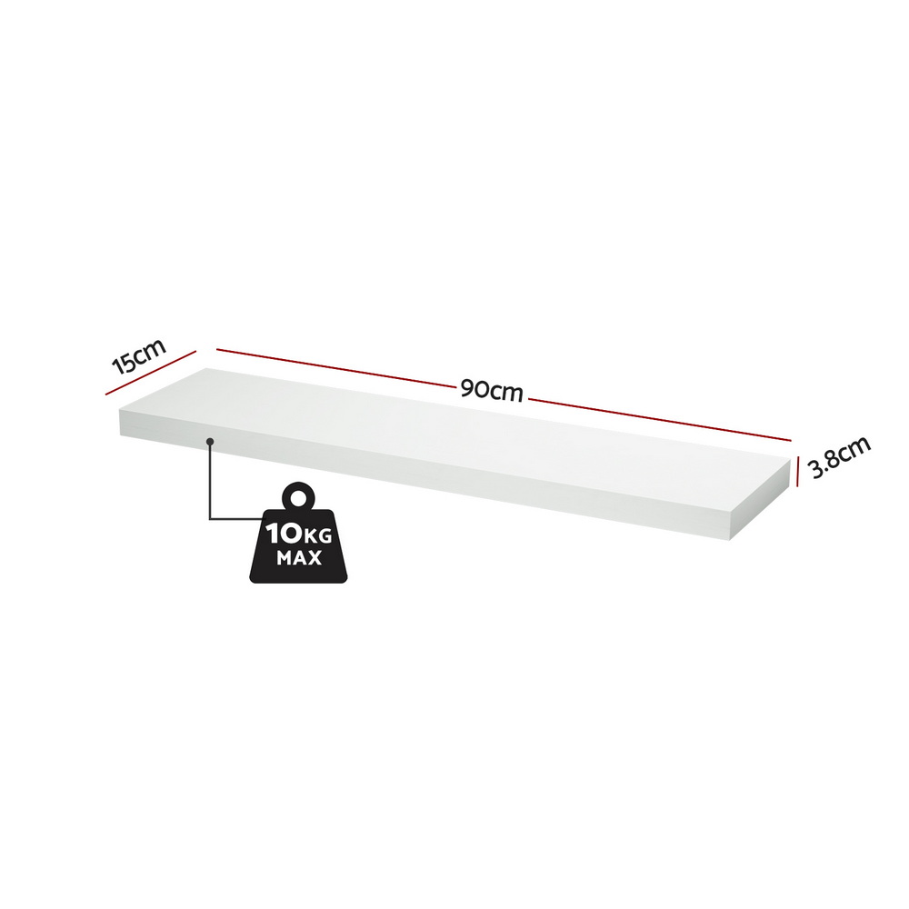 Artiss Floating Wall Shelf Set of 2 White 90CM - Image 3