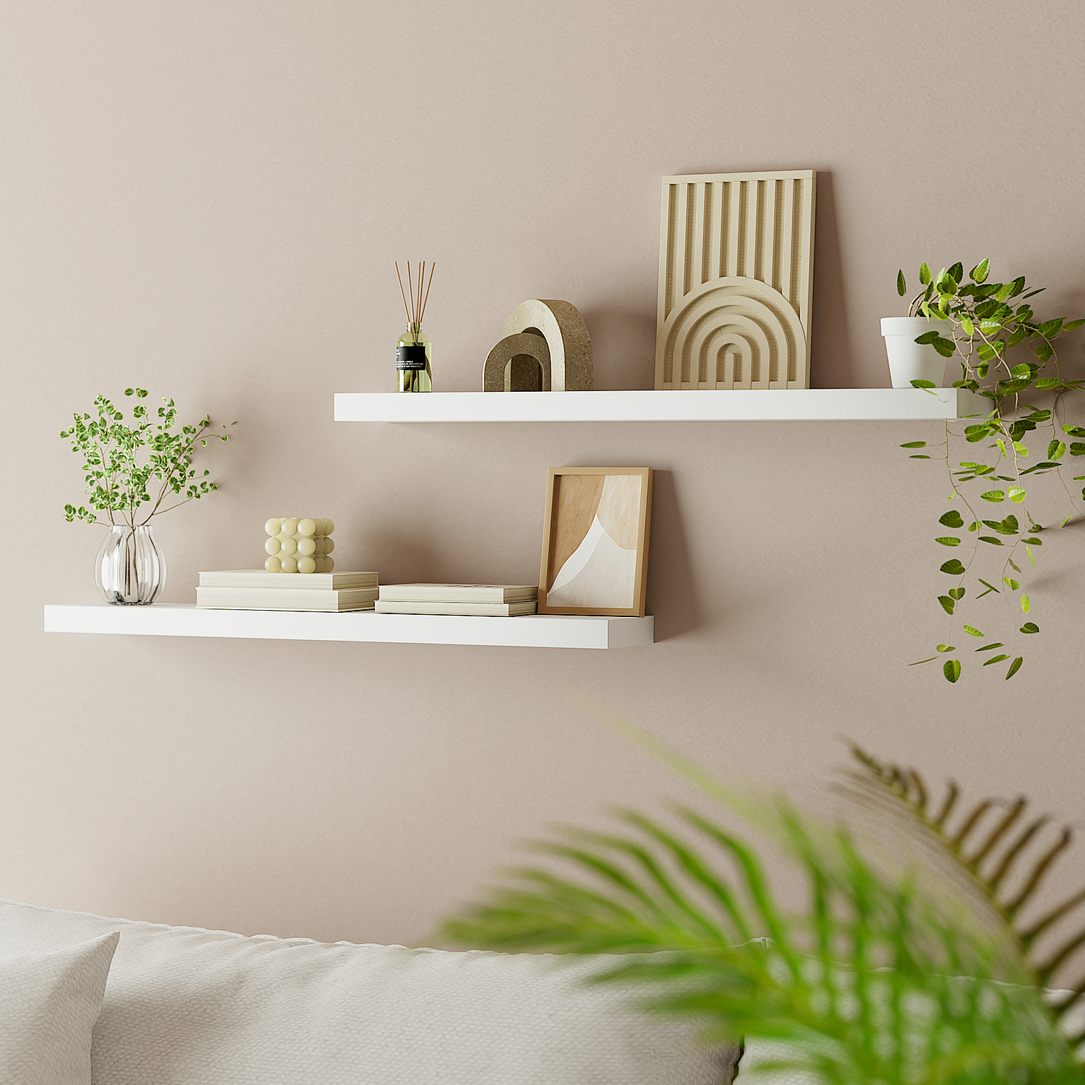 Artiss Floating Wall Shelf Set of 2 White 90CM - Image 7