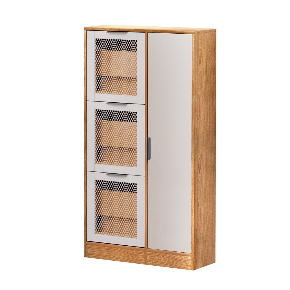 Artiss Shoe Rack Cabinet Mirror White - Image 3