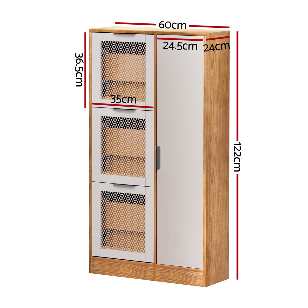 Artiss Shoe Rack Cabinet Mirror White - Image 4