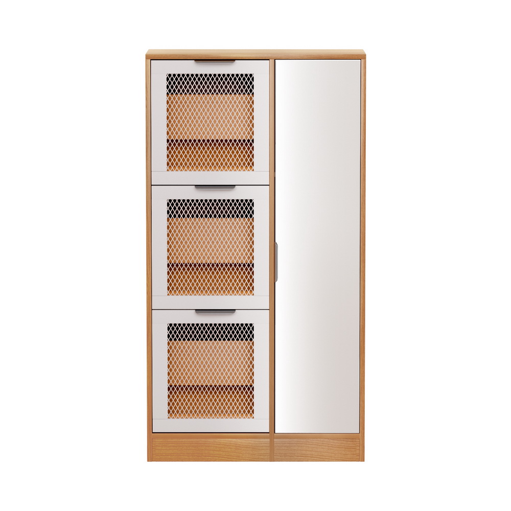 Artiss Shoe Rack Cabinet Mirror White - Image 5