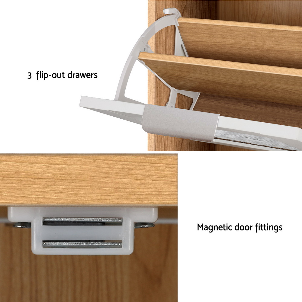 Artiss Shoe Rack Cabinet Mirror White - Image 7