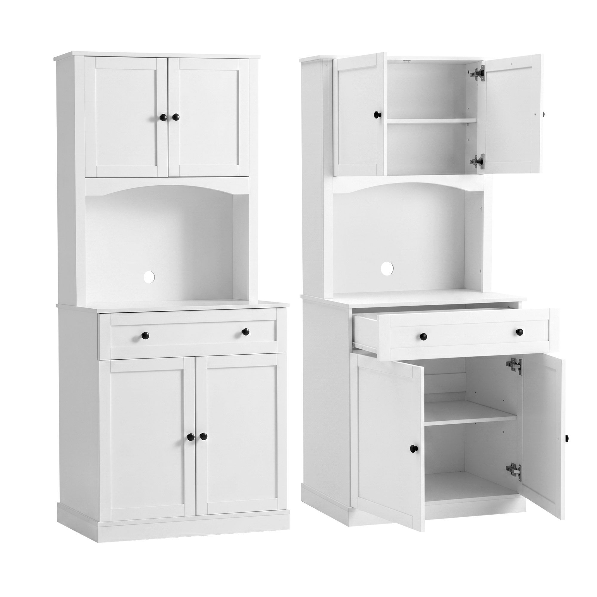 Artiss 2x Buffet Sideboard Hutch Pantry Cabinet Kitchen Storage BEINI White - Image 1