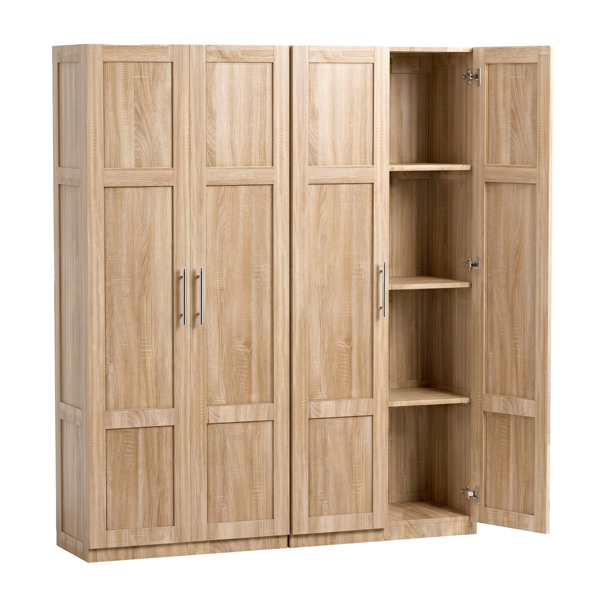 Artiss 2x Buffet Sideboard Cabinet Pantry Hutch Kitchen Storage Organiser Pine - Image 1