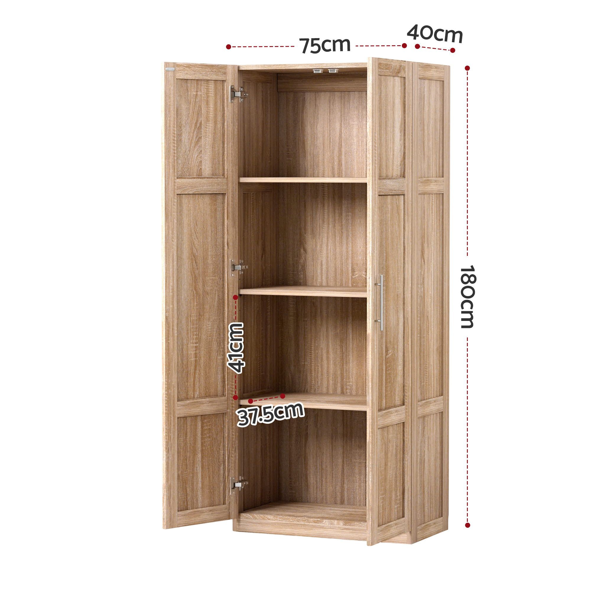 Artiss 2x Buffet Sideboard Cabinet Pantry Hutch Kitchen Storage Organiser Pine - Image 3