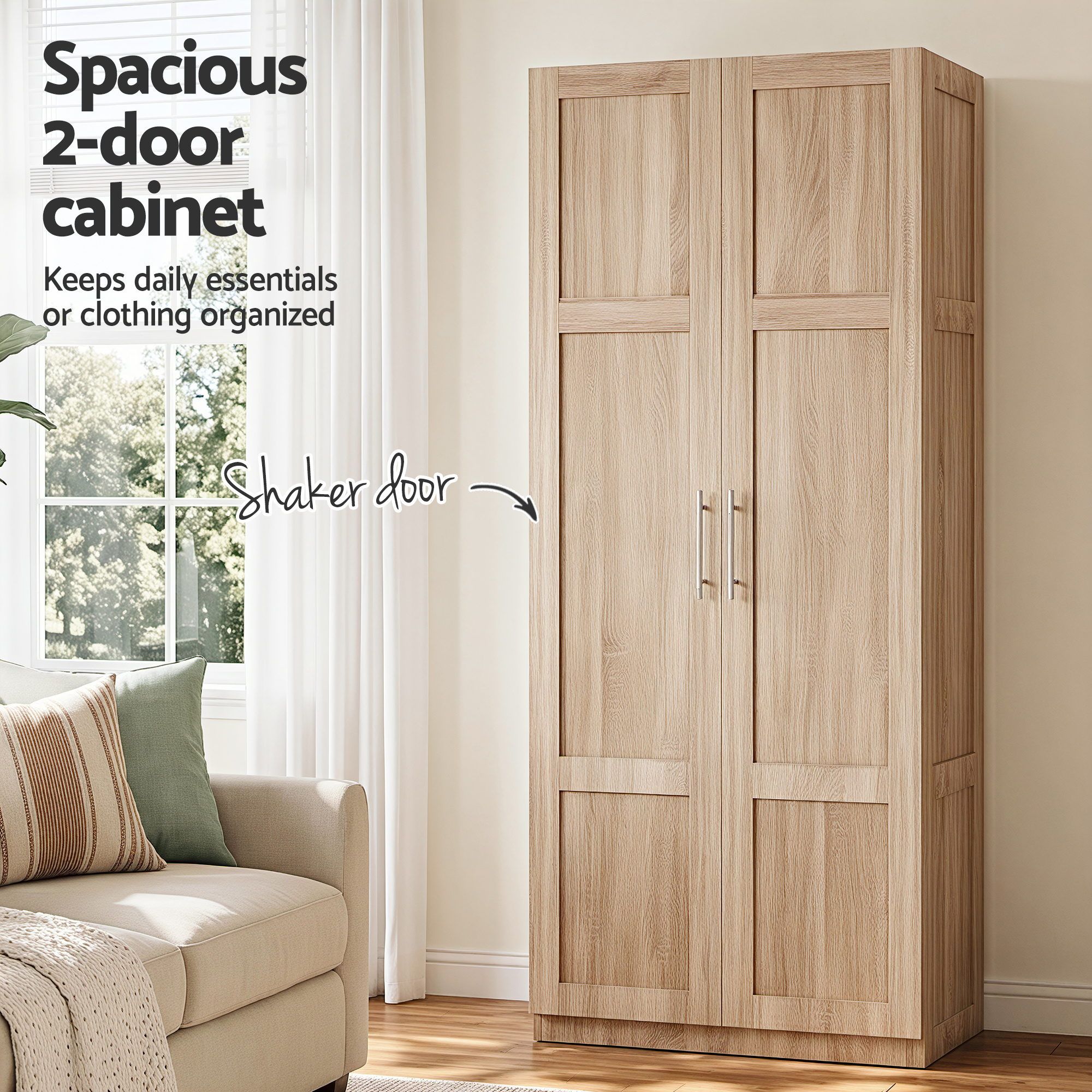 Artiss 2x Buffet Sideboard Cabinet Pantry Hutch Kitchen Storage Organiser Pine - Image 5