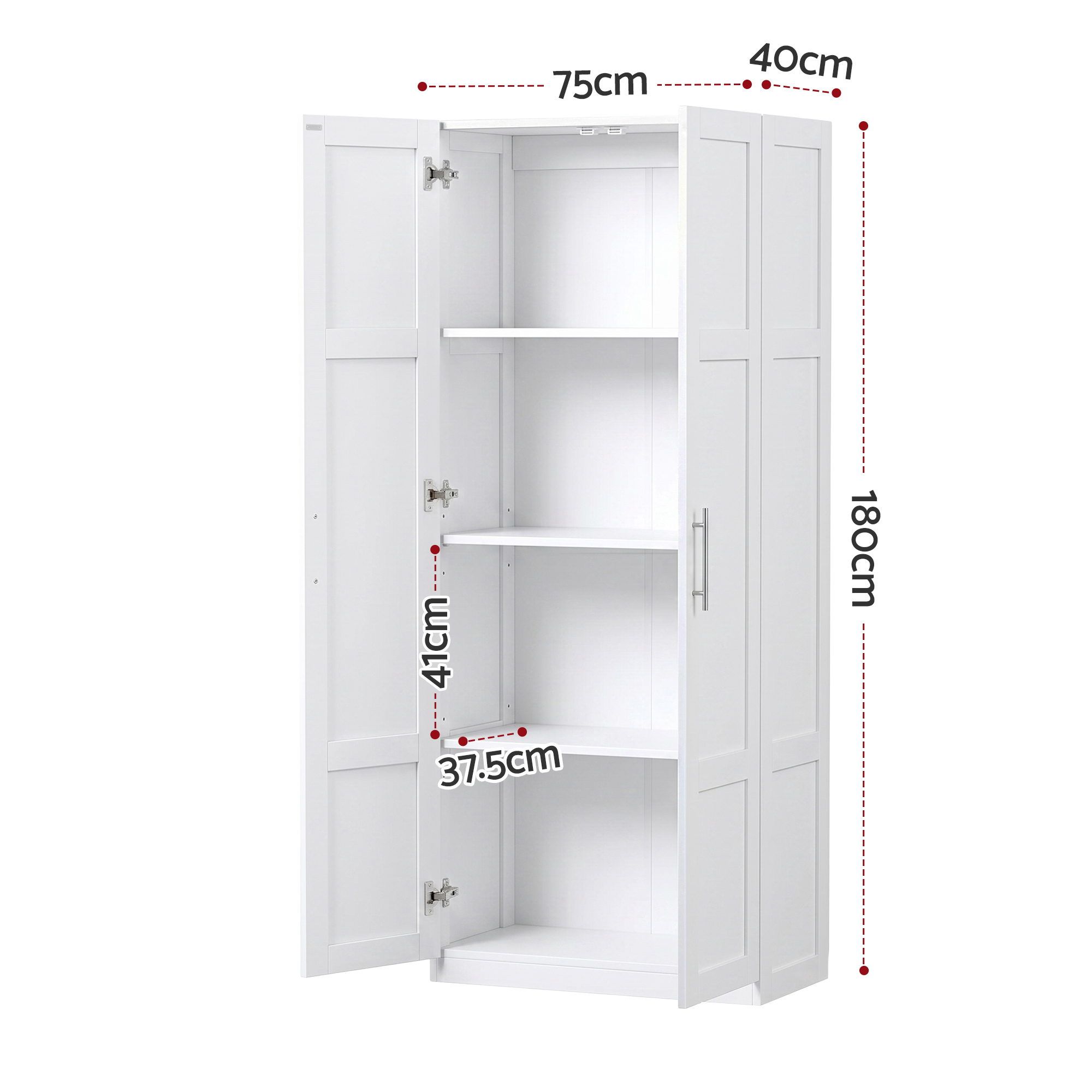 Artiss 2x Buffet Sideboard Cabinet Pantry Hutch Kitchen Storage Organiser White - Image 3