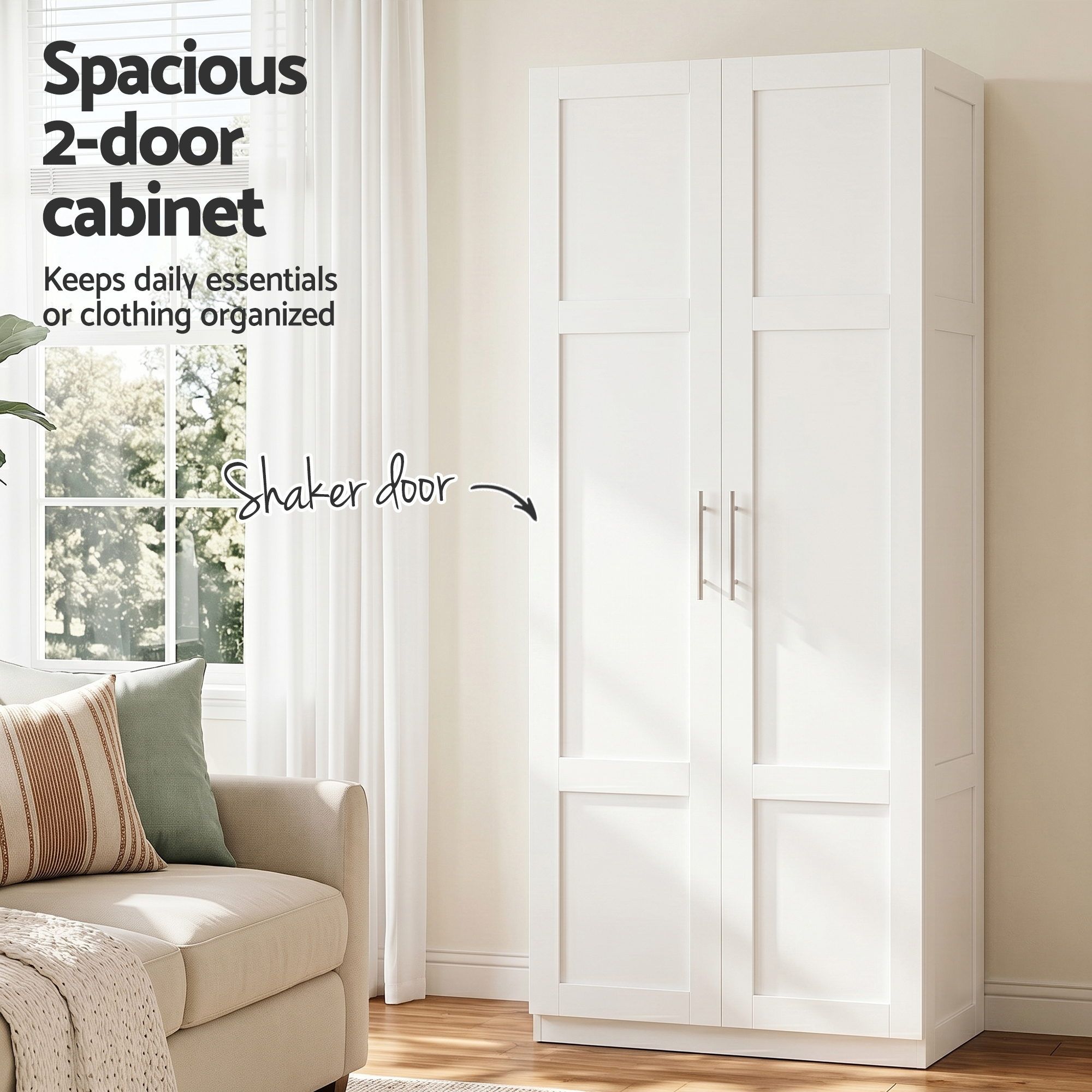 Artiss 2x Buffet Sideboard Cabinet Pantry Hutch Kitchen Storage Organiser White - Image 5
