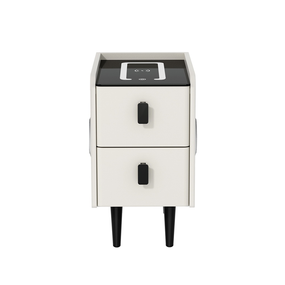 Artiss Smart Bedside Table with Wireless Charging - AIDA White - Image 3