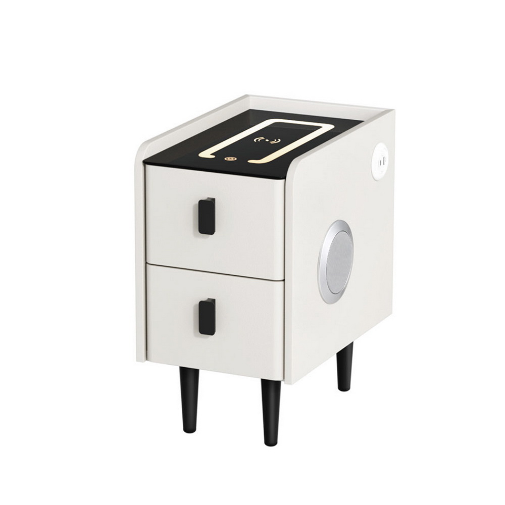Artiss Smart Bedside Table with Wireless Charging - AIDA White - Image 7