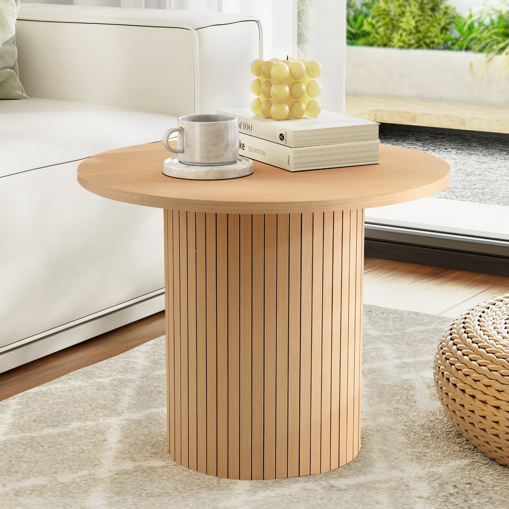 Artiss Coffee Table Round Fluted - Image 1
