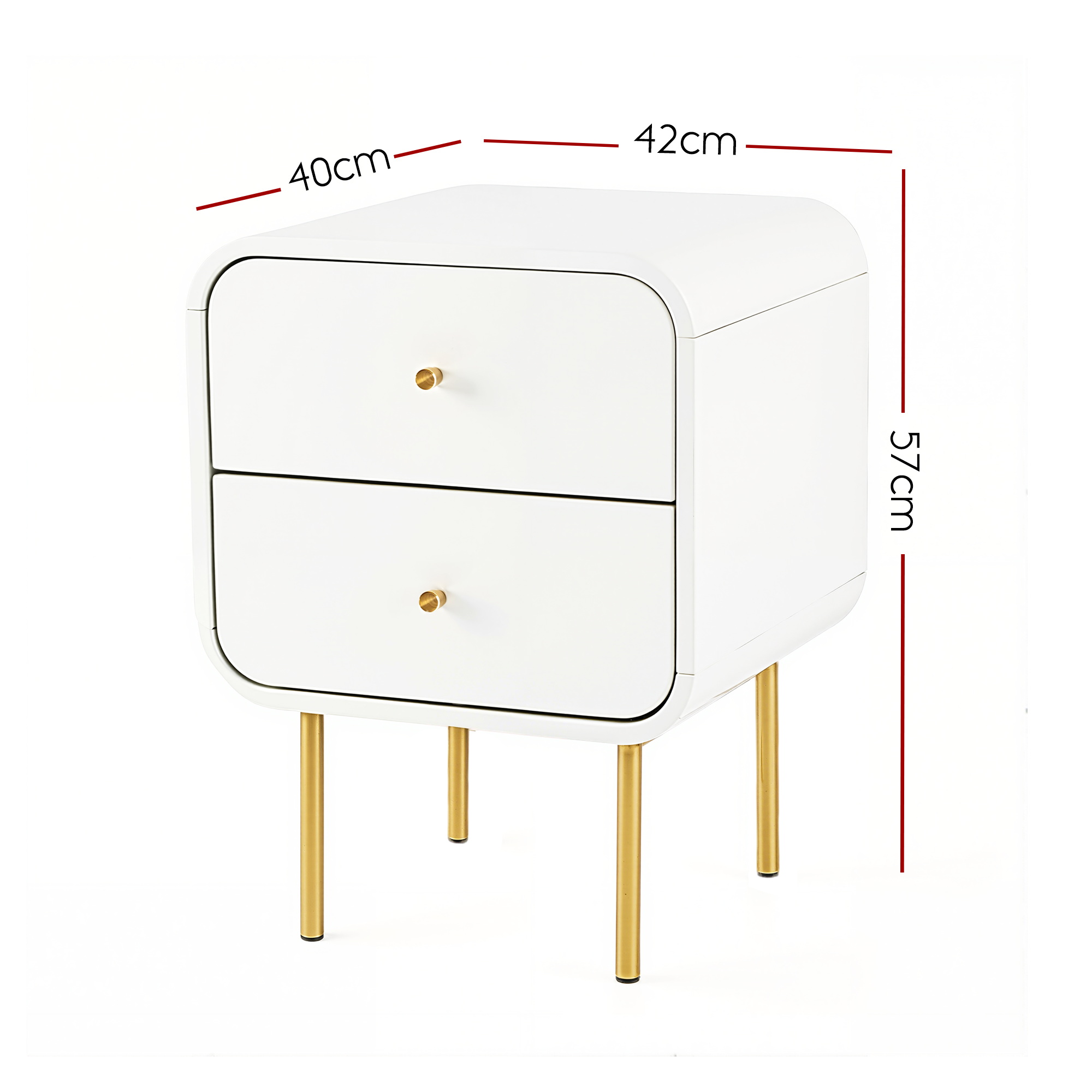 Artiss Bedside Table 2 Drawers Side End Table Nightstand White - Image 3