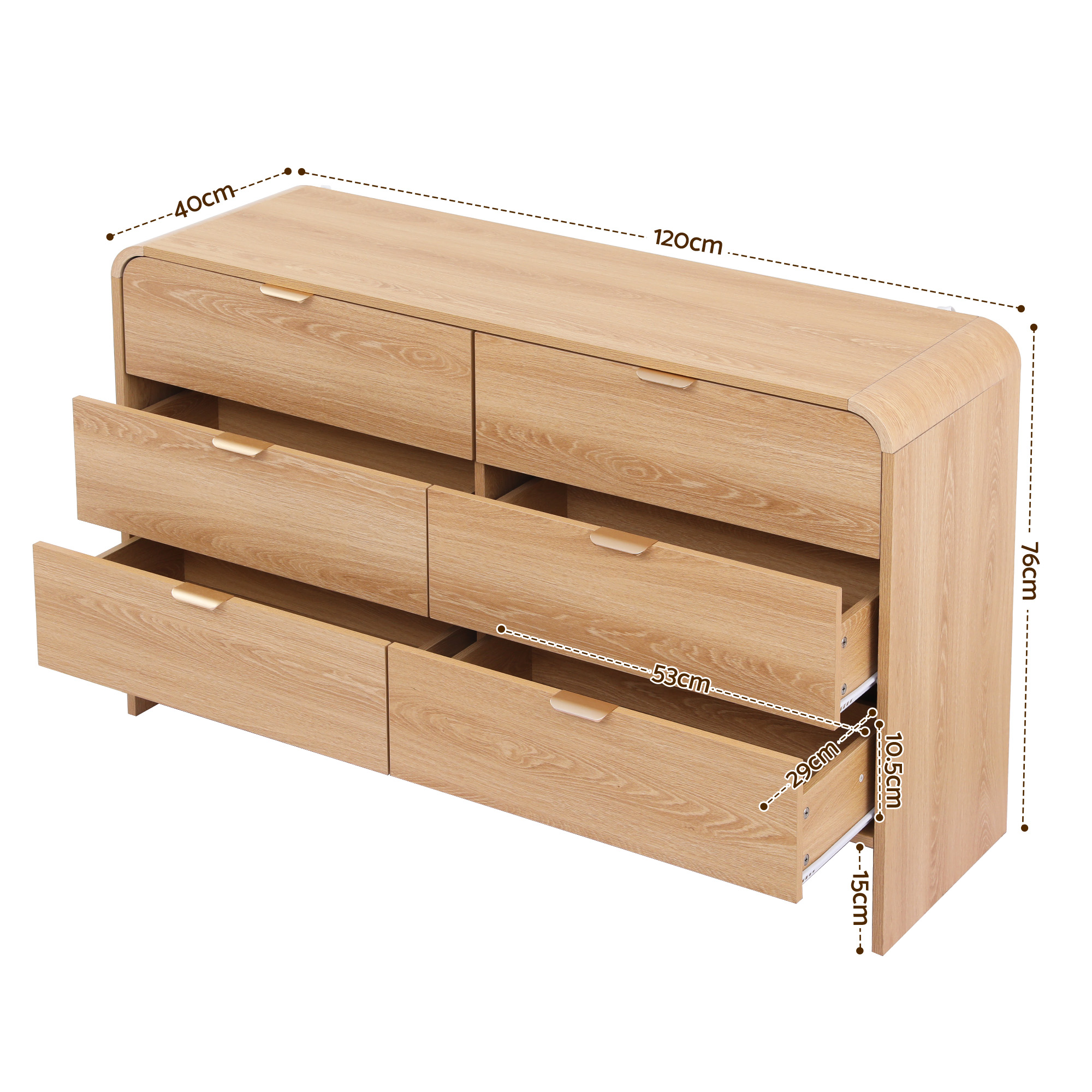Artiss 6 Chest of Drawers Dresser Cabinet Pine - Image 3